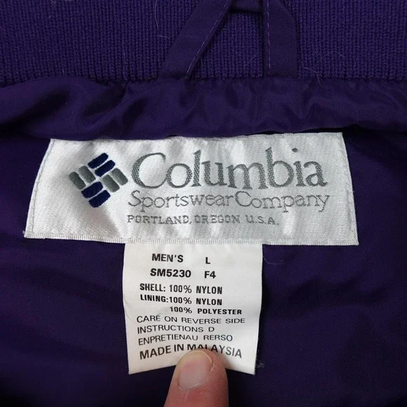 Vintage Columbia Jacket Mens Large Purple Teal Bugaboo Fleece Lined Nylon 90s - Picture 10 of 15